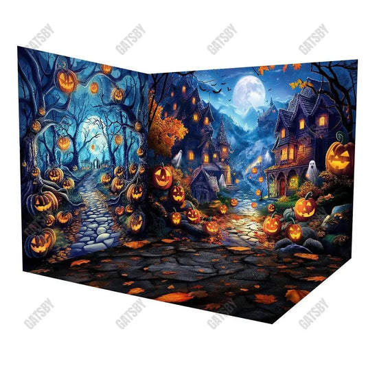 Gatsby Horry Halloween Village Night Room Set Backdrop Gbsx-00788&Ym8T-B0499&Gbsx-00918 - Gatsby Backdrop