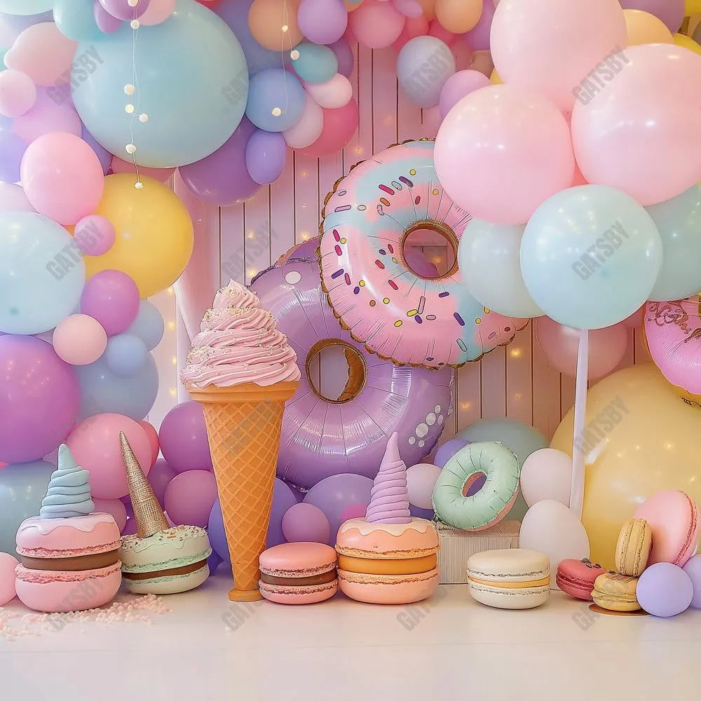 Gatsby Ice Cream Balloons Photography Backdrop Gbsx-00215 - Gatsby Backdrop