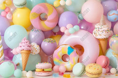 Gatsby Ice Cream Balloons Photography Backdrop Gbsx-00216 - Gatsby Backdrop