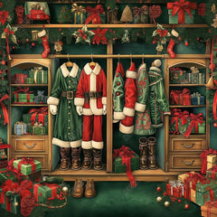 Gatsby Jolly Christmas Closet Photography Backdrop Gbsx-00332 - Gatsby Backdrop