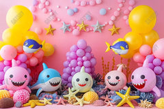 Gatsby Little Shark Cake Smash Photography Backdrop Gbsx-00428 - Gatsby Backdrop