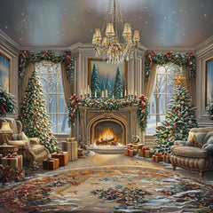 Gatsby Majestic Christmas Living Room Photography Backdrop GBSX-00156 - Gatsby Backdrop