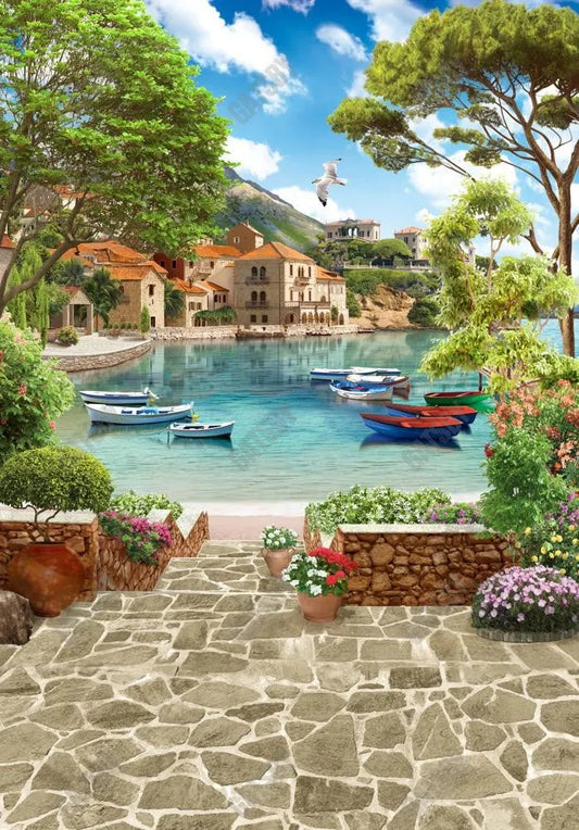 Gatsby Mediterranean Village Photography Backdrop Gbsx-00426 - Gatsby Backdrop