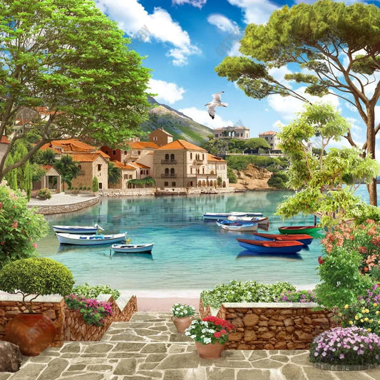 Gatsby Mediterranean Village Photography Backdrop Gbsx-00426 - Gatsby Backdrop