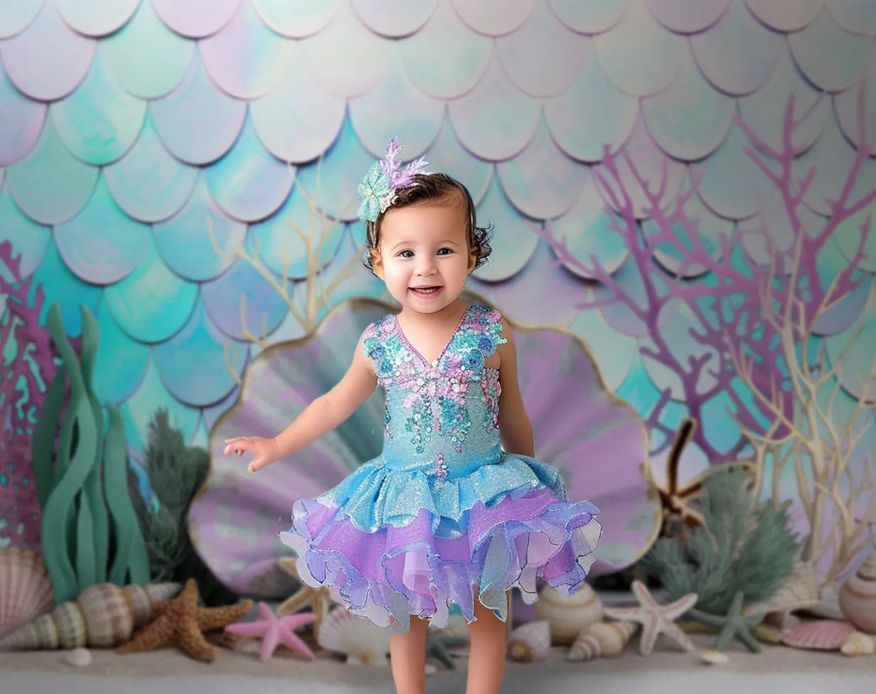 Gatsby Mermaid Cake Smash Photography Backdrop GBSX-00064 - Gatsby Backdrop