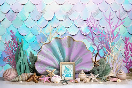 Gatsby Mermaid Cake Smash Photography Backdrop GBSX-00064 - Gatsby Backdrop