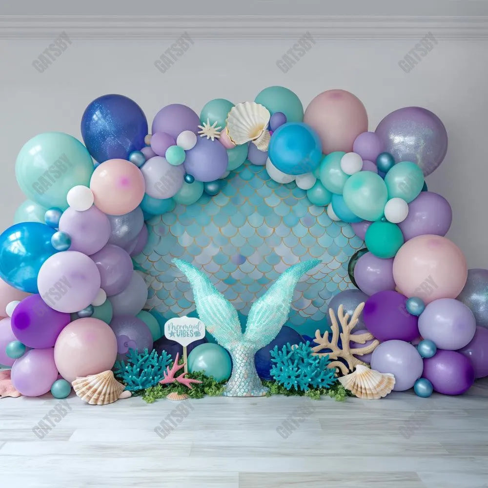 Gatsby Mermaid Cake Smash Photography Backdrop GBSX-00091 - Gatsby Backdrop