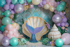 Gatsby Mermaid Cake Smash Photography Backdrop GBSX-00092 - Gatsby Backdrop