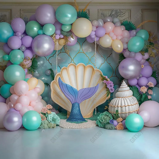 Gatsby Mermaid Cake Smash Photography Backdrop GBSX-00092 - Gatsby Backdrop