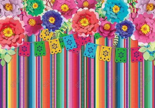 Gatsby Mexican Fiesta Floral Wall Photography Backdrop Gbsx-00526 - Gatsby Backdrop