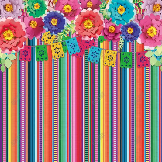 Gatsby Mexican Fiesta Floral Wall Photography Backdrop Gbsx-00526 - Gatsby Backdrop