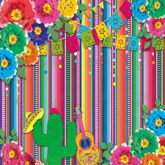 Gatsby Mexican Fiesta Floral Wall Photography Backdrop Gbsx-00528 - Gatsby Backdrop