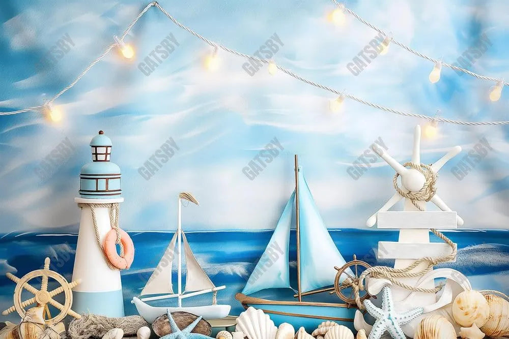 Gatsby Nautical Sail Boat Blues Photography Backdrop Gbsx-00475 - Gatsby Backdrop