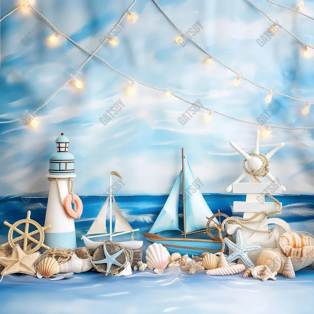 Gatsby Nautical Sail Boat Blues Photography Backdrop Gbsx-00475 - Gatsby Backdrop