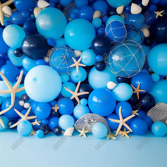 Gatsby Ocean Balloons Wall Of Starfish Photography Backdrop Gbsx-00474 - Gatsby Backdrop