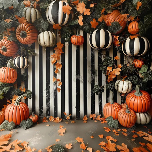 Gatsby October Pumpkin Leaves Wall Photography Backdrop Gbsx-00914 - Gatsby Backdrop