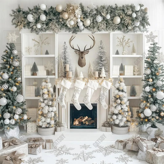 Gatsby On The Christmas Mantle Photography Backdrop Gbsx-00711 - Gatsby Backdrop