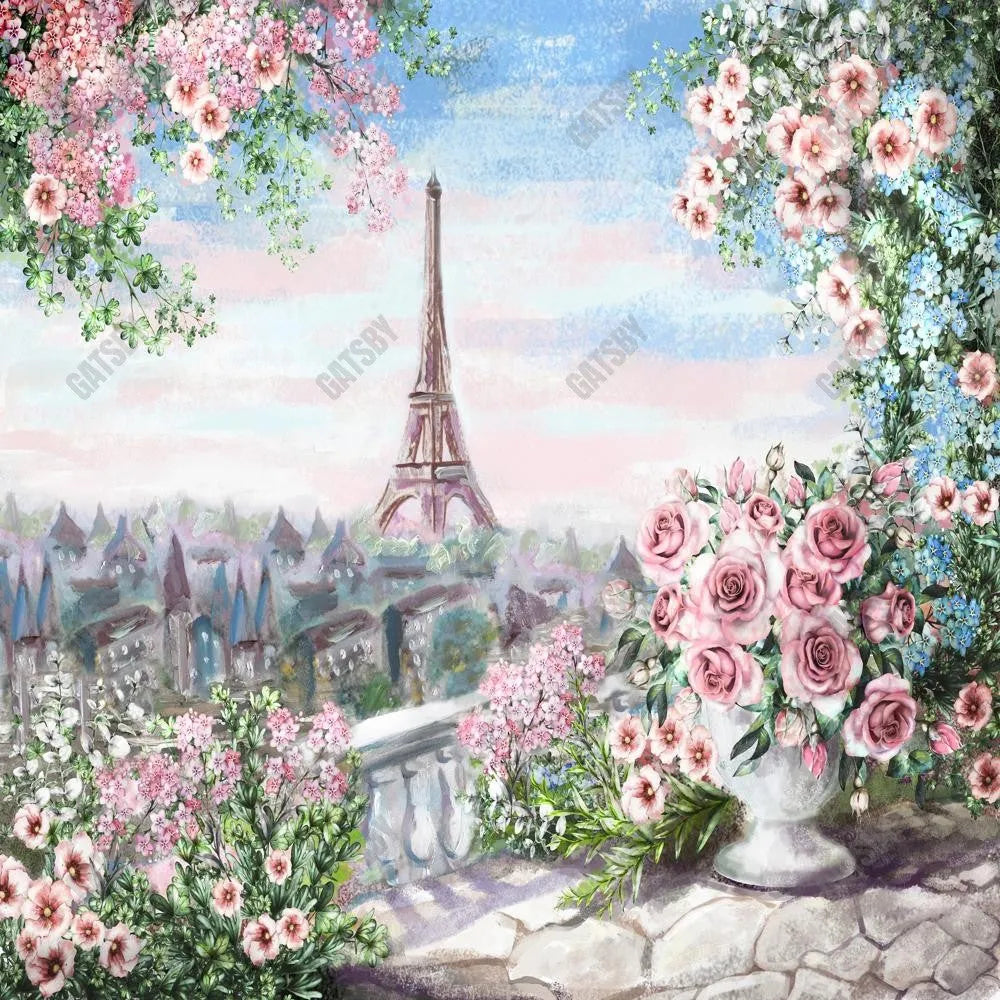 Gatsby Painting Eiffel Tower Photography Backdrop Gbsx-00720 - Gatsby Backdrop