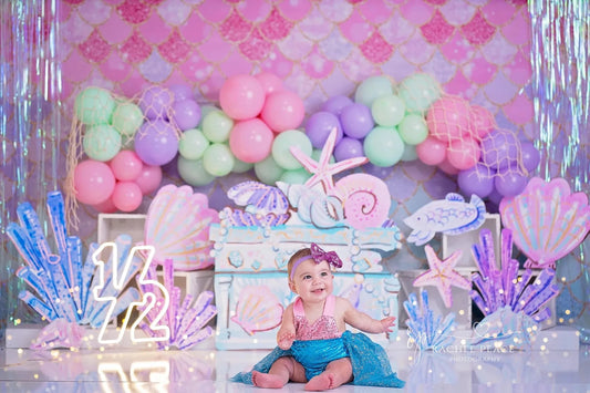 Gatsby Pastel Mermaid Scales Photography Backdrop GBSX-00013 - Gatsby Backdrop