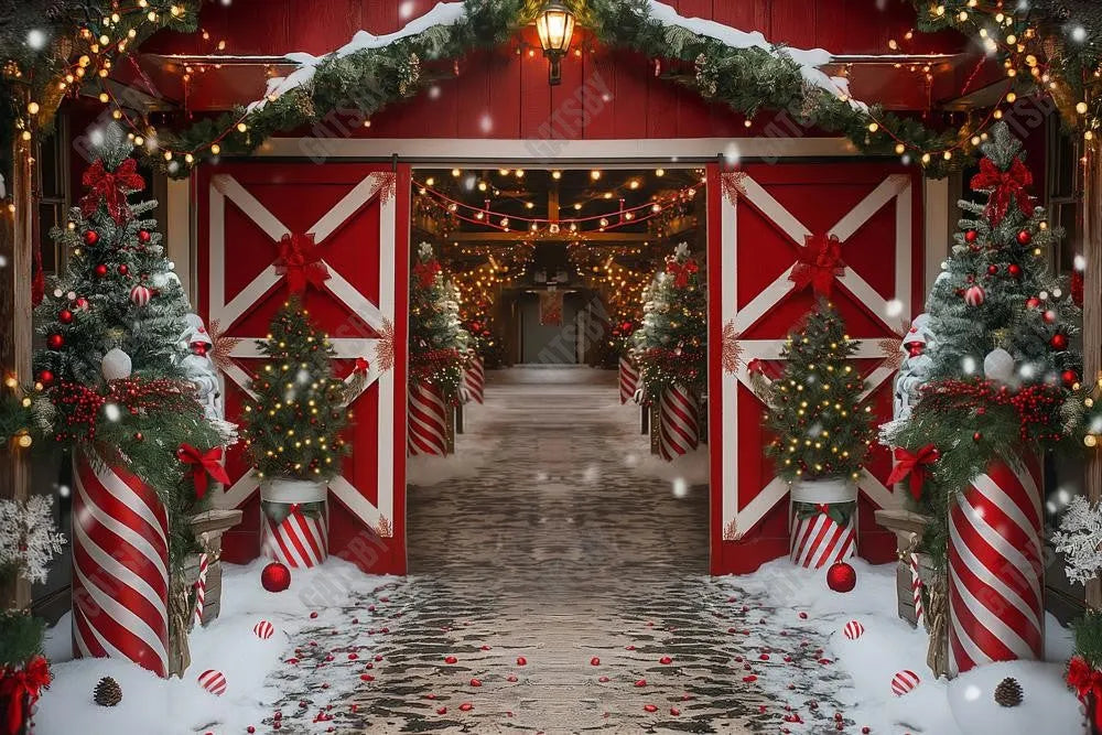 Gatsby Peppermint Holiday Barn Photography Backdrop GBSX-00007 - Gatsby Backdrop