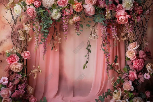 Gatsby Pink Floral Arch Photography Backdrop GBSX-00009 - Gatsby Backdrop