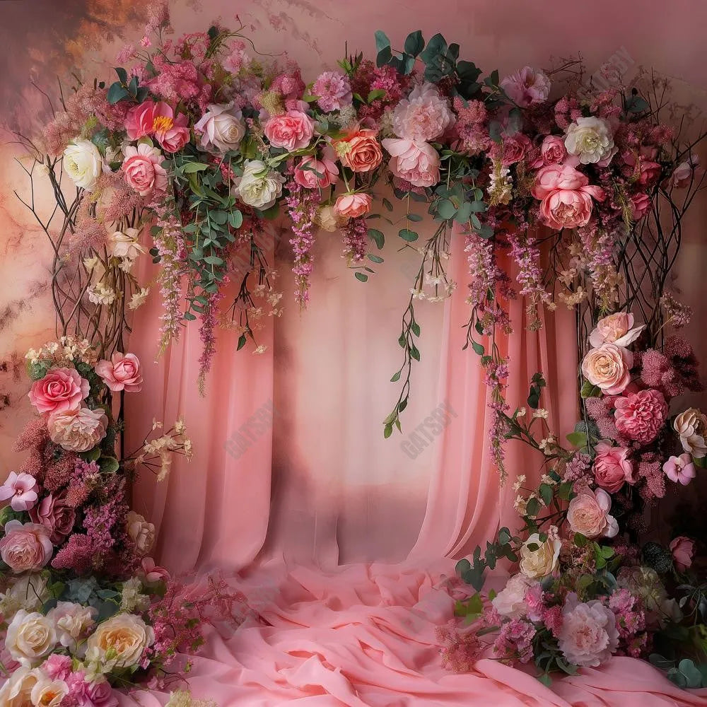 Gatsby Pink Floral Arch Photography Backdrop GBSX-00009 - Gatsby Backdrop