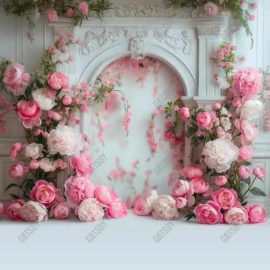 Gatsby Pink Floral Arch Photography Backdrop GBSX-00030 - Gatsby Backdrop