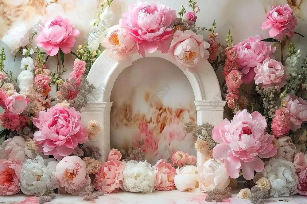 Gatsby Pink Floral Arch Photography Backdrop GBSX-00031 - Gatsby Backdrop