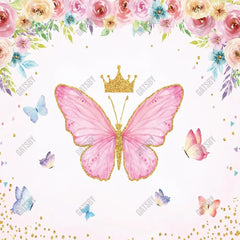 Gatsby Pink Floral Butterfly Photography Backdrop Gbsx-00495 - Gatsby Backdrop