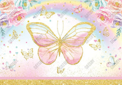 Gatsby Pink Flower Butterfly Photography Backdrop Gbsx-00501 - Gatsby Backdrop