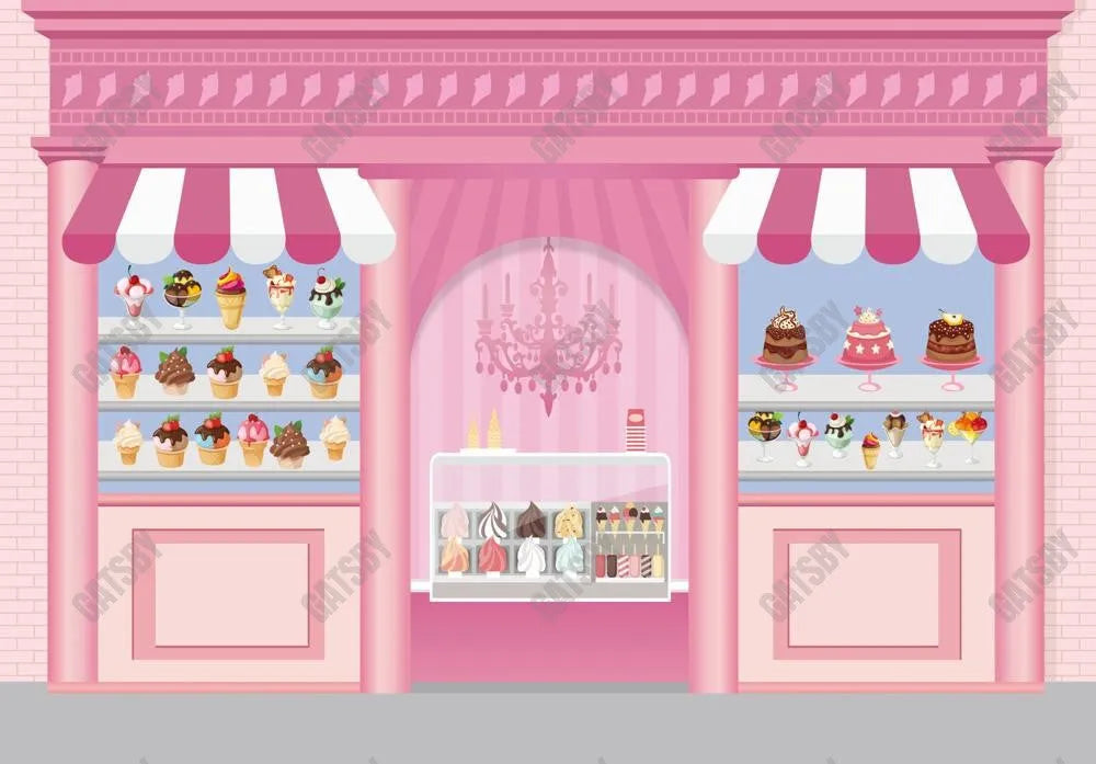 Gatsby Pink Ice Cream Shop Photography Backdrop Gbsx-00420 - Gatsby Backdrop