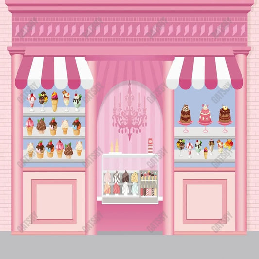 Gatsby Pink Ice Cream Shop Photography Backdrop Gbsx-00420 - Gatsby Backdrop