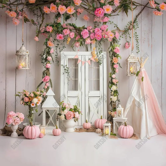 Gatsby Pink Pumpkin Boho Photography Backdrop Gbsx-00458 - Gatsby Backdrop