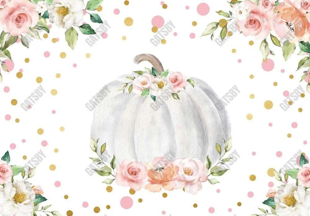 Gatsby Pumpkin Floral Photography Backdrop Gbsx-00494 - Gatsby Backdrop