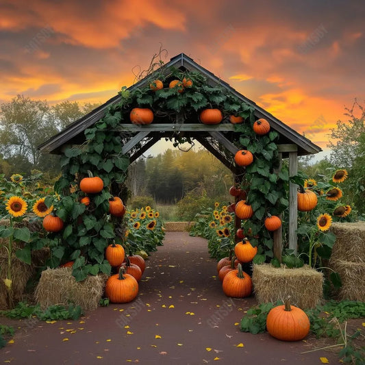 Gatsby Pumpkin House Photography Backdrop Gbsx-00303 - Gatsby Backdrop