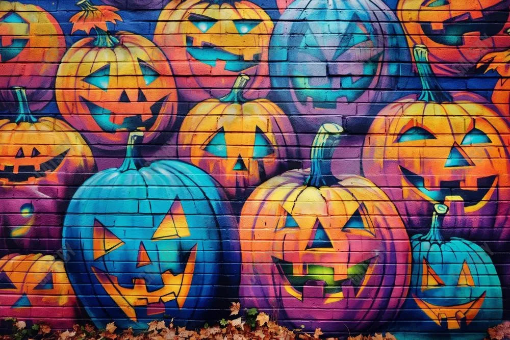 Gatsby Pumpkin Lantern Graffiti Wall Photography Backdrop Gbsx-00566 - Gatsby Backdrop