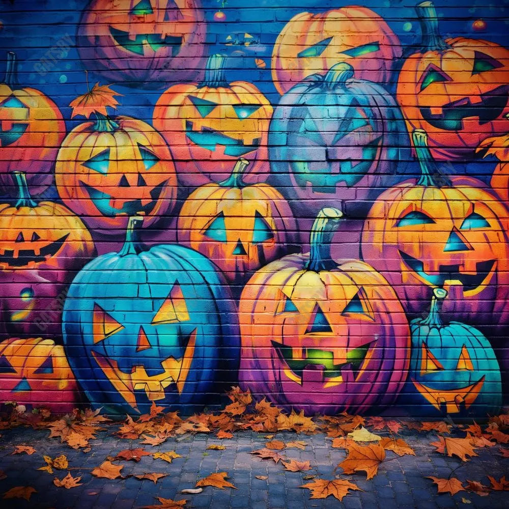 Gatsby Pumpkin Lantern Graffiti Wall Photography Backdrop Gbsx-00566 - Gatsby Backdrop