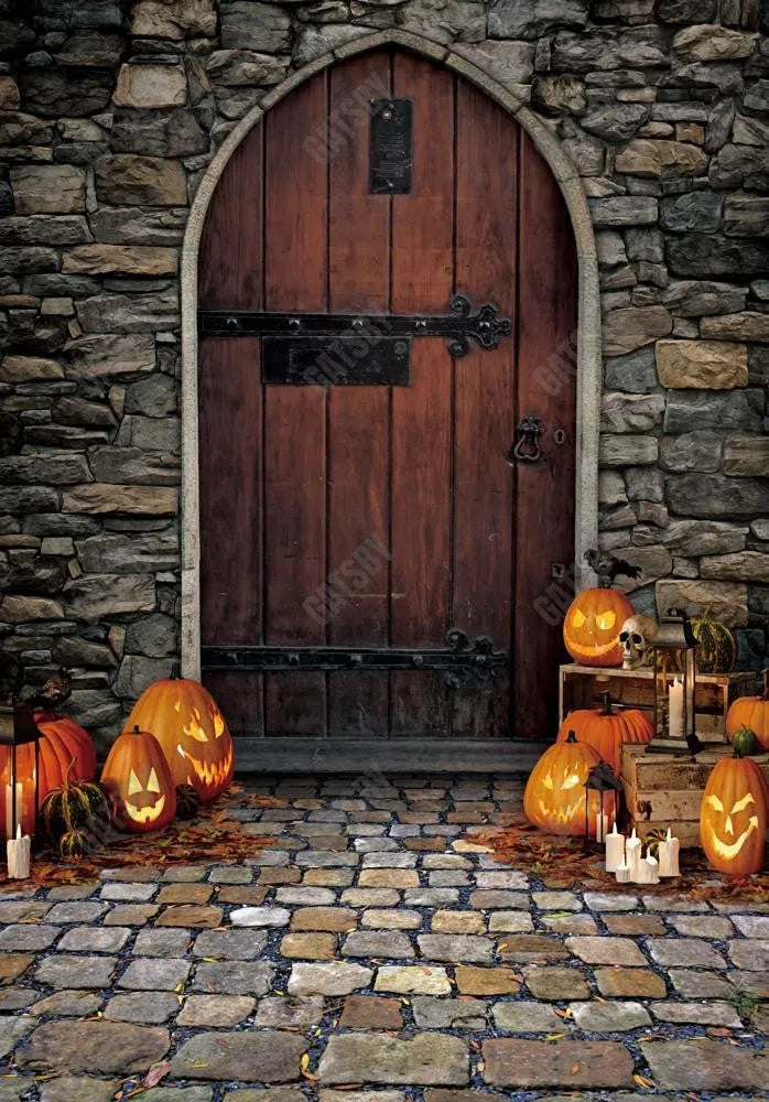 Gatsby Pumpkin Lanterns Door Photography Backdrop GBSX-00171 - Gatsby Backdrop