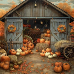 Gatsby Pumpkin Patch Barn Photography Backdrop Gbsx-00301 - Gatsby Backdrop