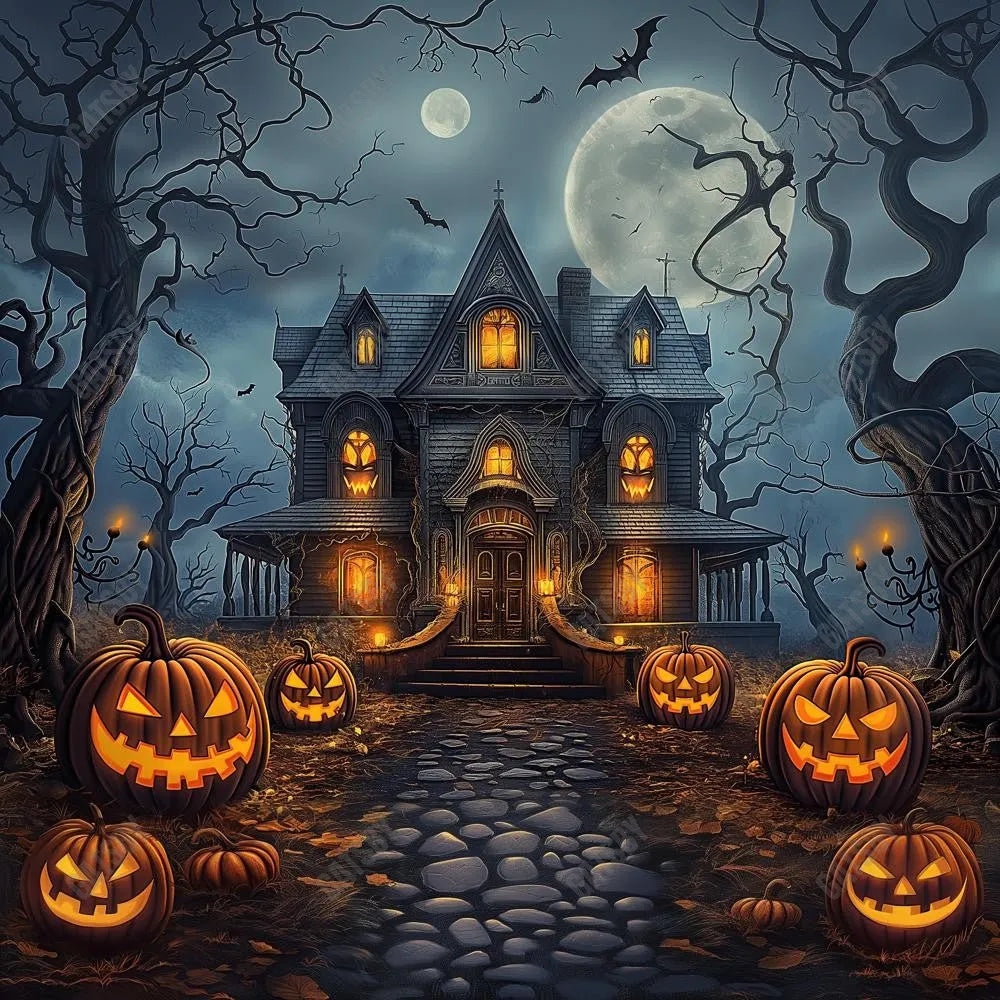 Gatsby Pumpkin Path House Photography Backdrop Gbsx-00631 - Gatsby Backdrop