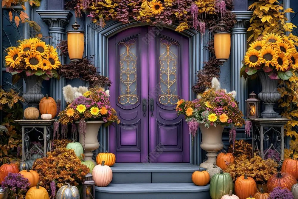 Gatsby Purple Autumn Door Photography Backdrop Gbsx-00803 - Gatsby Backdrop