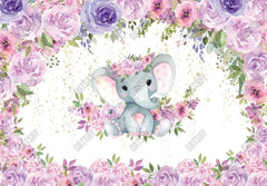 Gatsby Purple Floral Elaphant Photography Backdrop Gbsx-00496 - Gatsby Backdrop