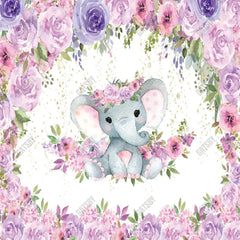 Gatsby Purple Floral Elaphant Photography Backdrop Gbsx-00496 - Gatsby Backdrop