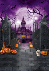 Gatsby Purple Halloween Haunted House Photography Backdrop GBSX-00178 - Gatsby Backdrop