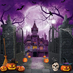 Gatsby Purple Halloween Haunted House Photography Backdrop GBSX-00178 - Gatsby Backdrop