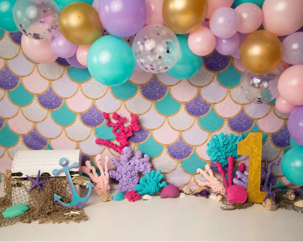 Gatsby Purple Pink Mermaid Scales Photography Backdrop GBSX-00014 - Gatsby Backdrop