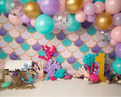 Gatsby Purple Pink Mermaid Scales Photography Backdrop GBSX-00014 - Gatsby Backdrop