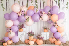 Gatsby Purple Pumpkin Balloons Photography Backdrop Gbsx-00430 - Gatsby Backdrop