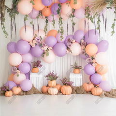 Gatsby Purple Pumpkin Balloons Photography Backdrop Gbsx-00430 - Gatsby Backdrop