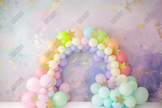 Gatsby Rainbow Star Balloons Arch Photography Backdrop Gbsx-00460 - Gatsby Backdrop